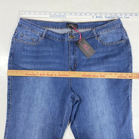 Midnight Velvet Bootcut Flare Jeans 22W Hi-Rise Denim Gold Sequins Plus Size NEW - Picture 3 of 12